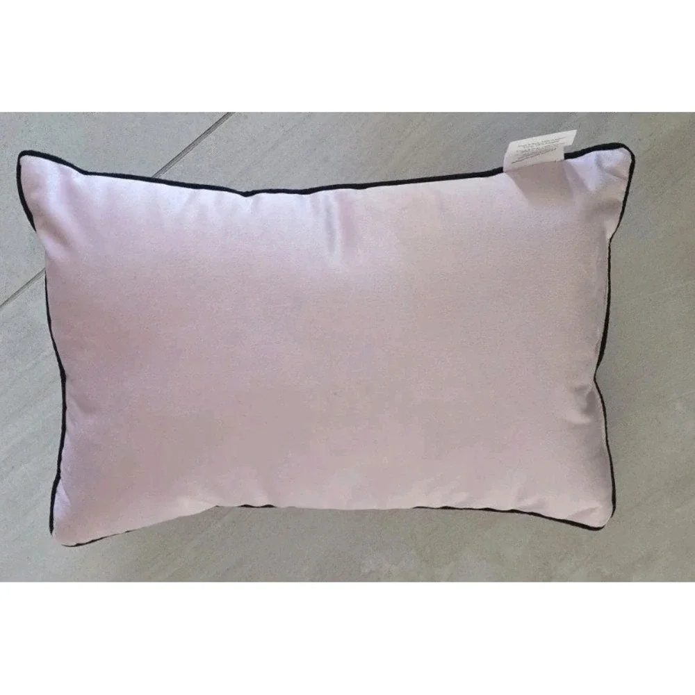 Bebe Blush Pink Velvet Leopard Lumbar Pillow Embroidered Cheetah Boho‎ Chic